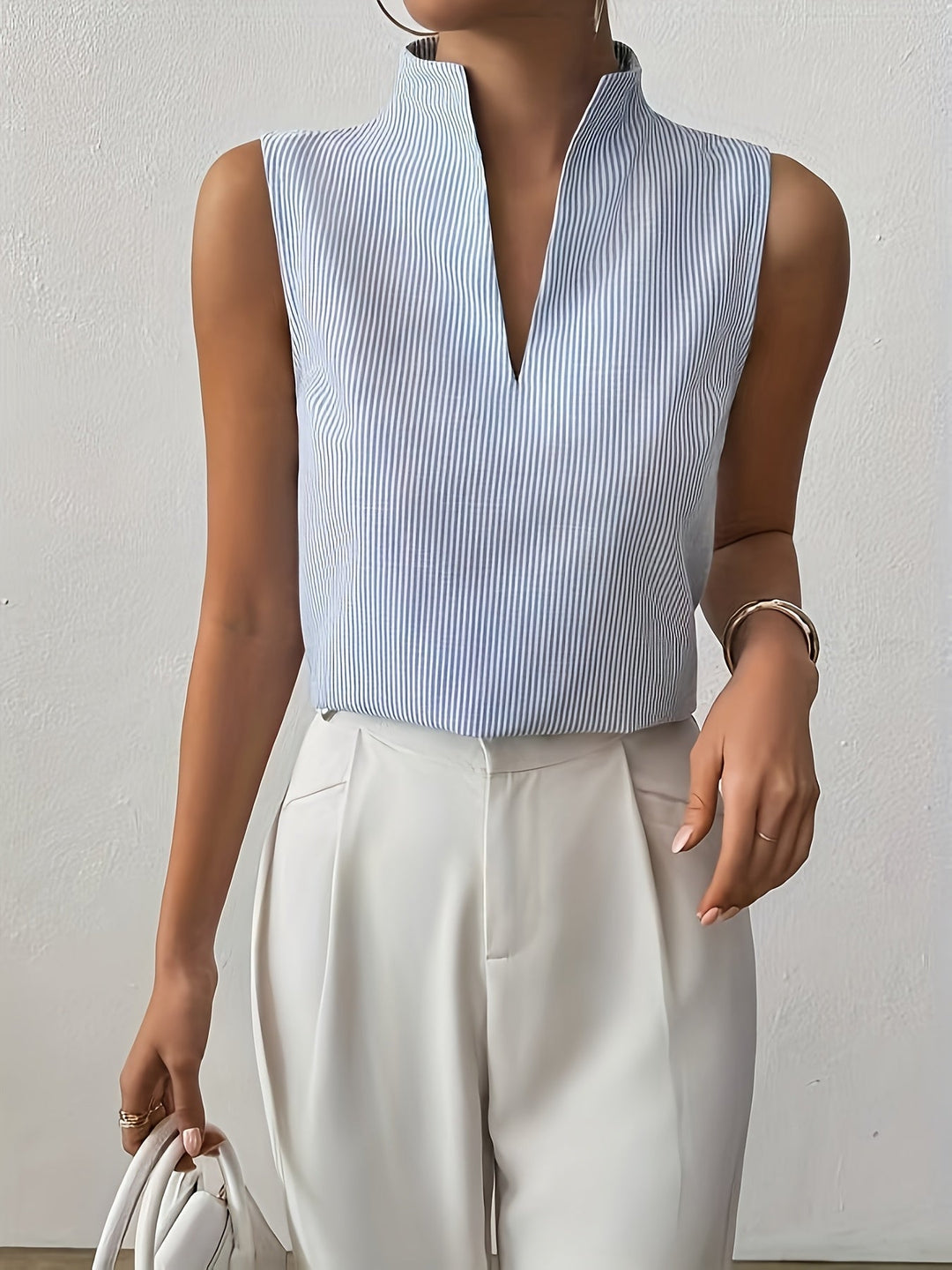 Sleeveless V-Neck Top for Women, Refined Style