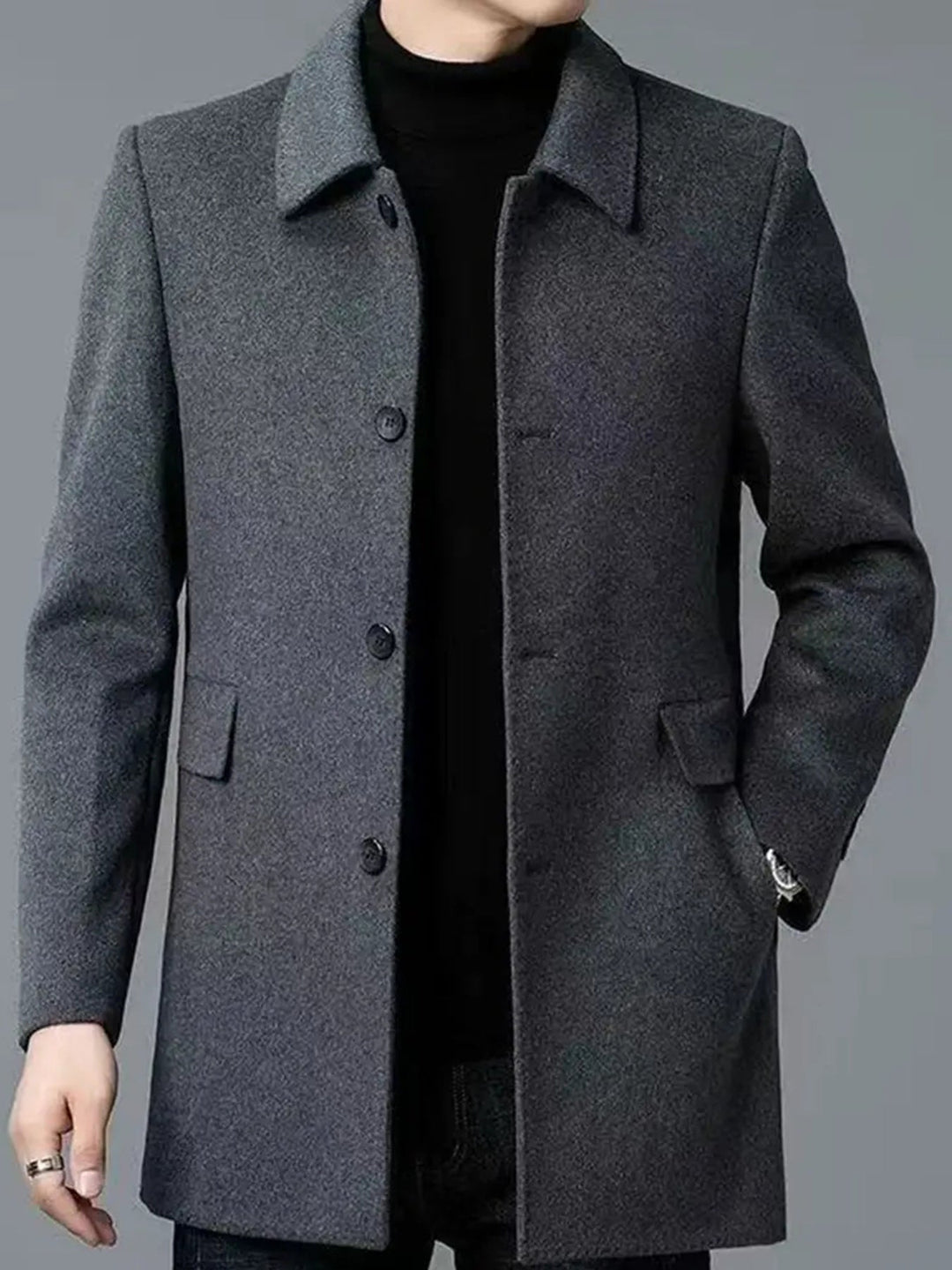 Refined Single-Breasted Overcoat for Men