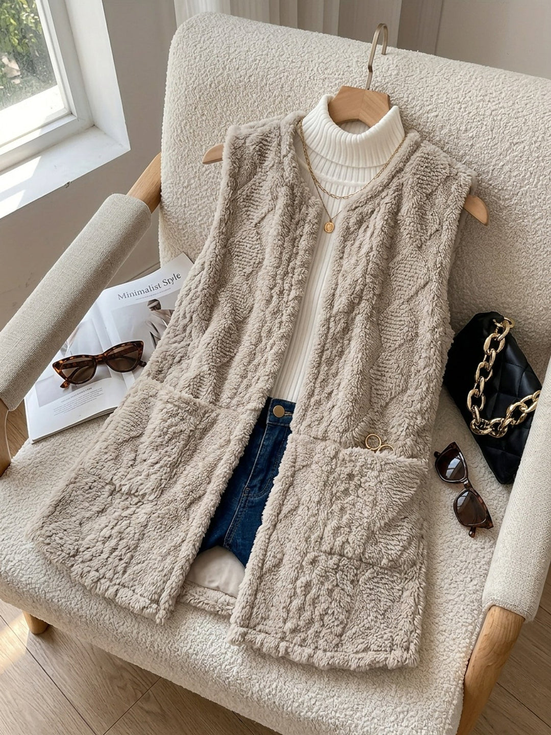 Textured Sleeveless Vest, Women's Cozy Fit