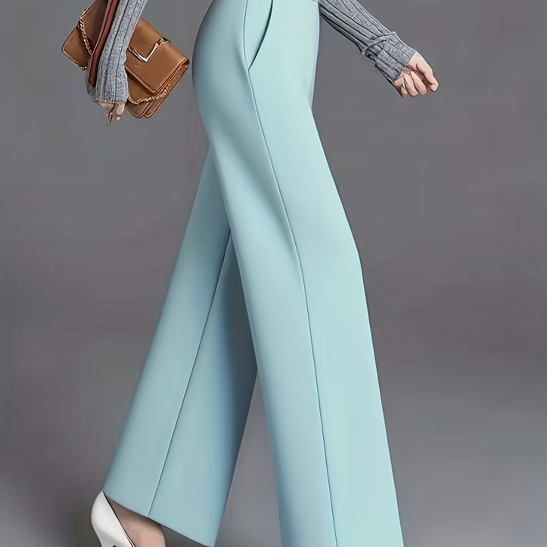 Ladies High-Waisted Wide-Leg Pants