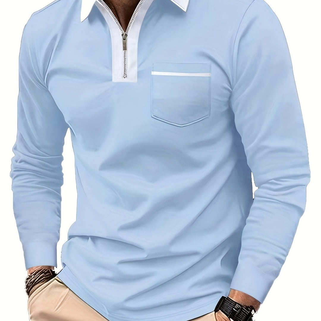 Refined Zip-Collar Polo Shirt for Men, Plus Size