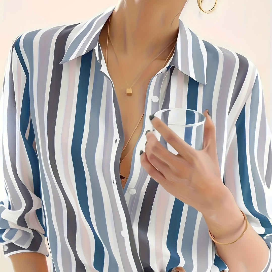 Refined Striped Button-Up Shirt for Women