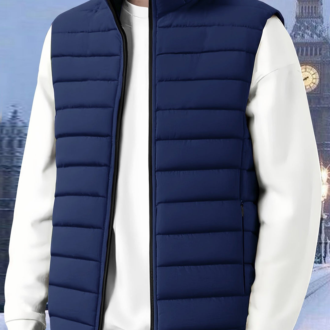 Quilted Stand-Collar Vest for Men, Plus Size