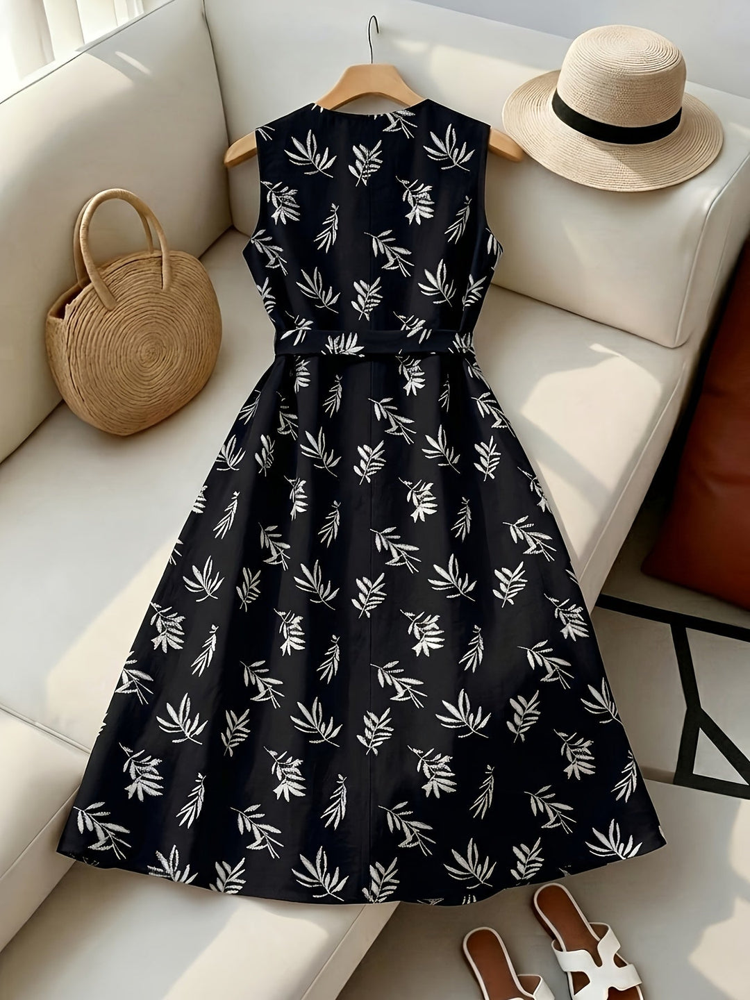 Belted Sleeveless Midi Dress for Women