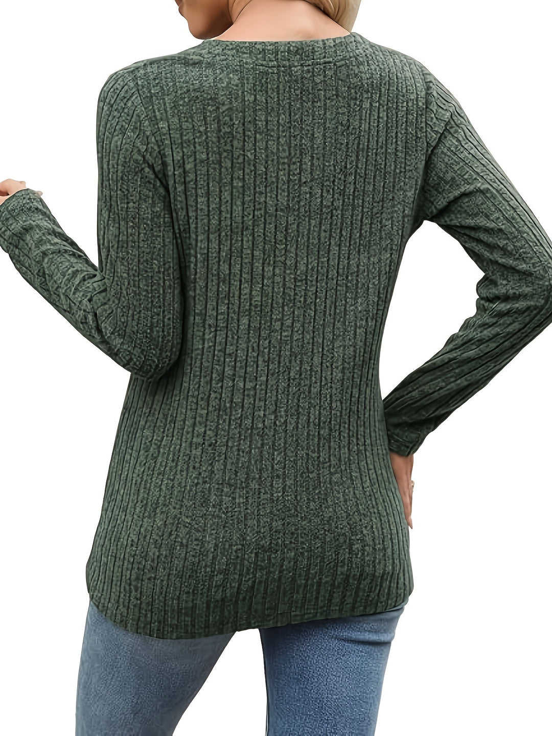 Ribbed Button-Neck Top for Women