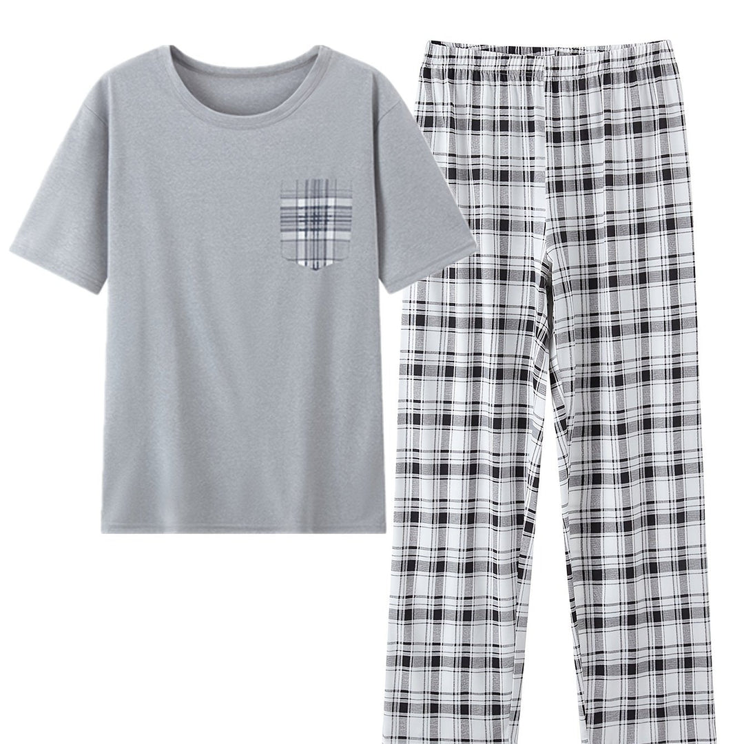 Checkered Two-Piece Set, Men's Relaxed Fit