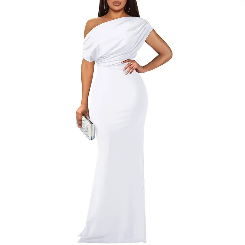 Off-Shoulder Evening Dress, Women's Elegant Fit