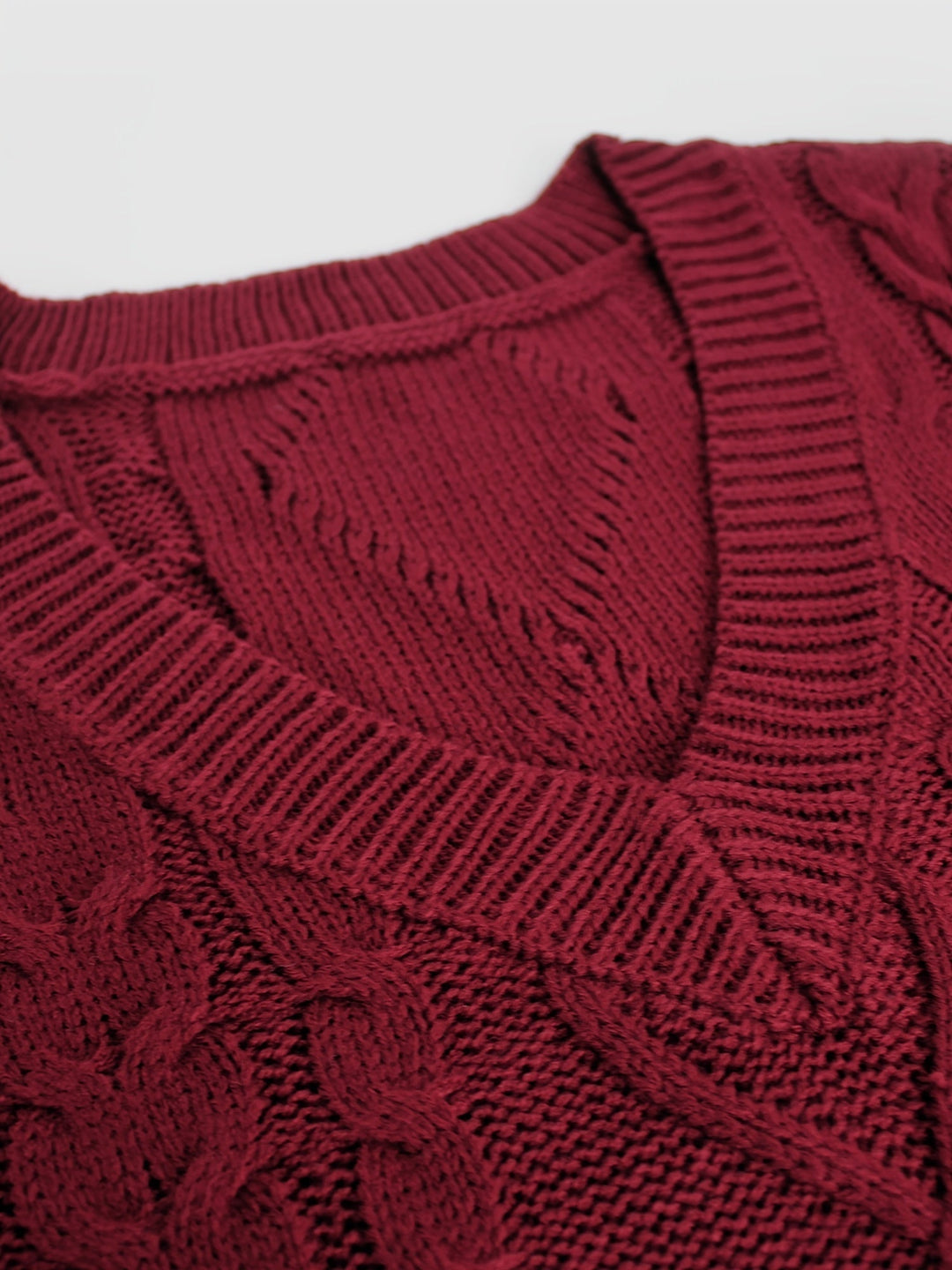 Ladies Cozy Cable-Knit V-Neck Sweater Vest