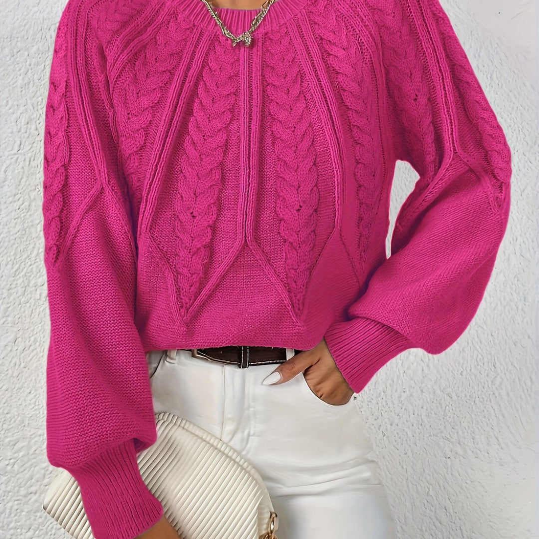 Cable-Knit Round-Neck Sweater for Women