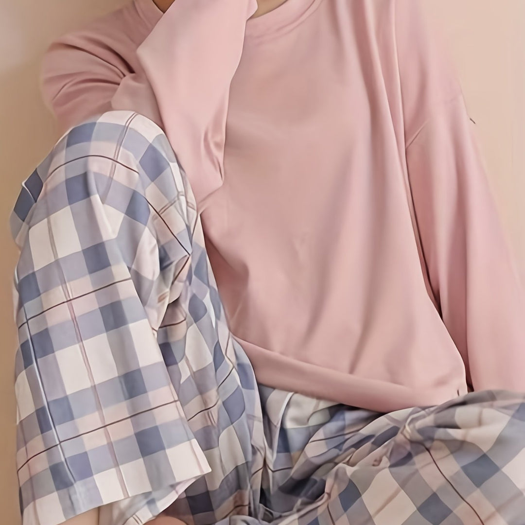 Plaid Two-Piece Set for Women, Relaxed Style
