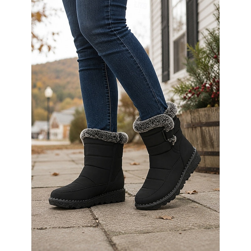Cozy Fur-Trimmed Winter Snow Boots for Women