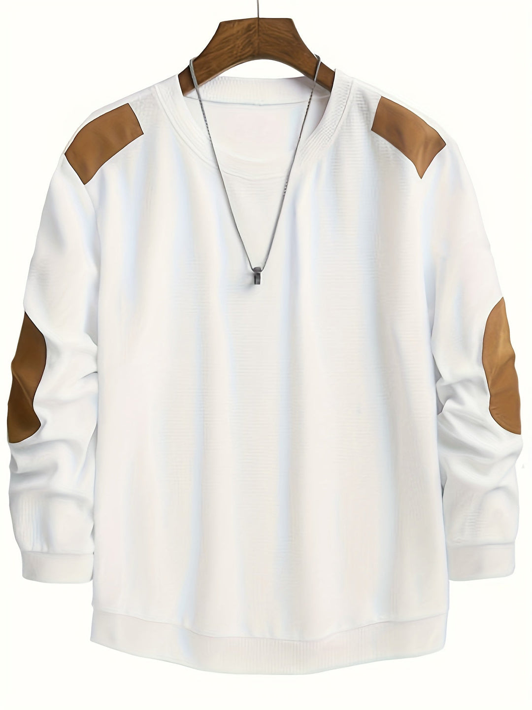 Textured Elbow-Patch Pullover for Men, Plus Size