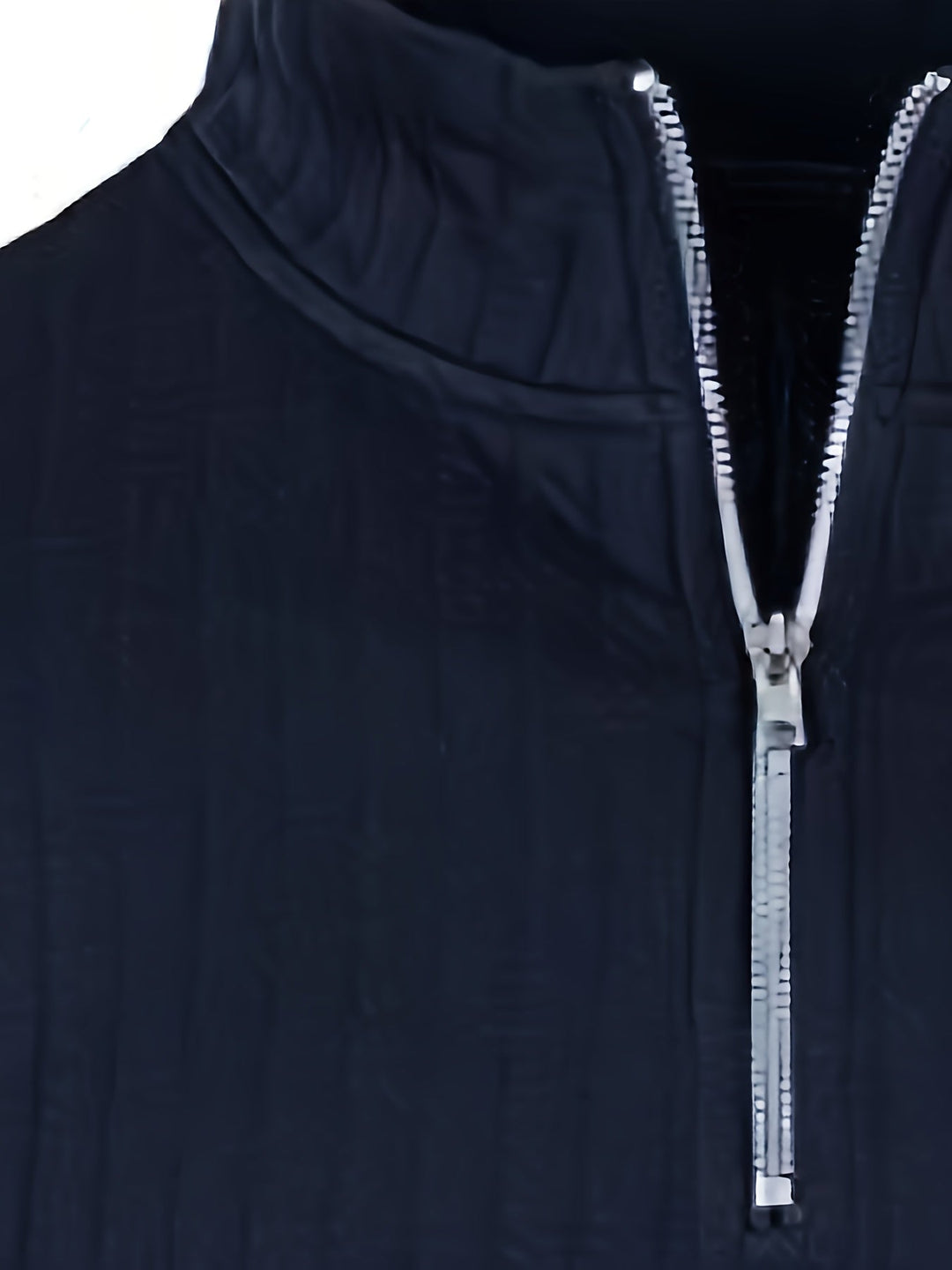 Navy Blue Ribbed Quarter-Zip Sweater for Men