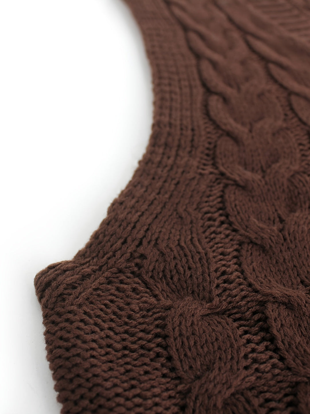 Ladies Cozy Cable-Knit V-Neck Sweater Vest