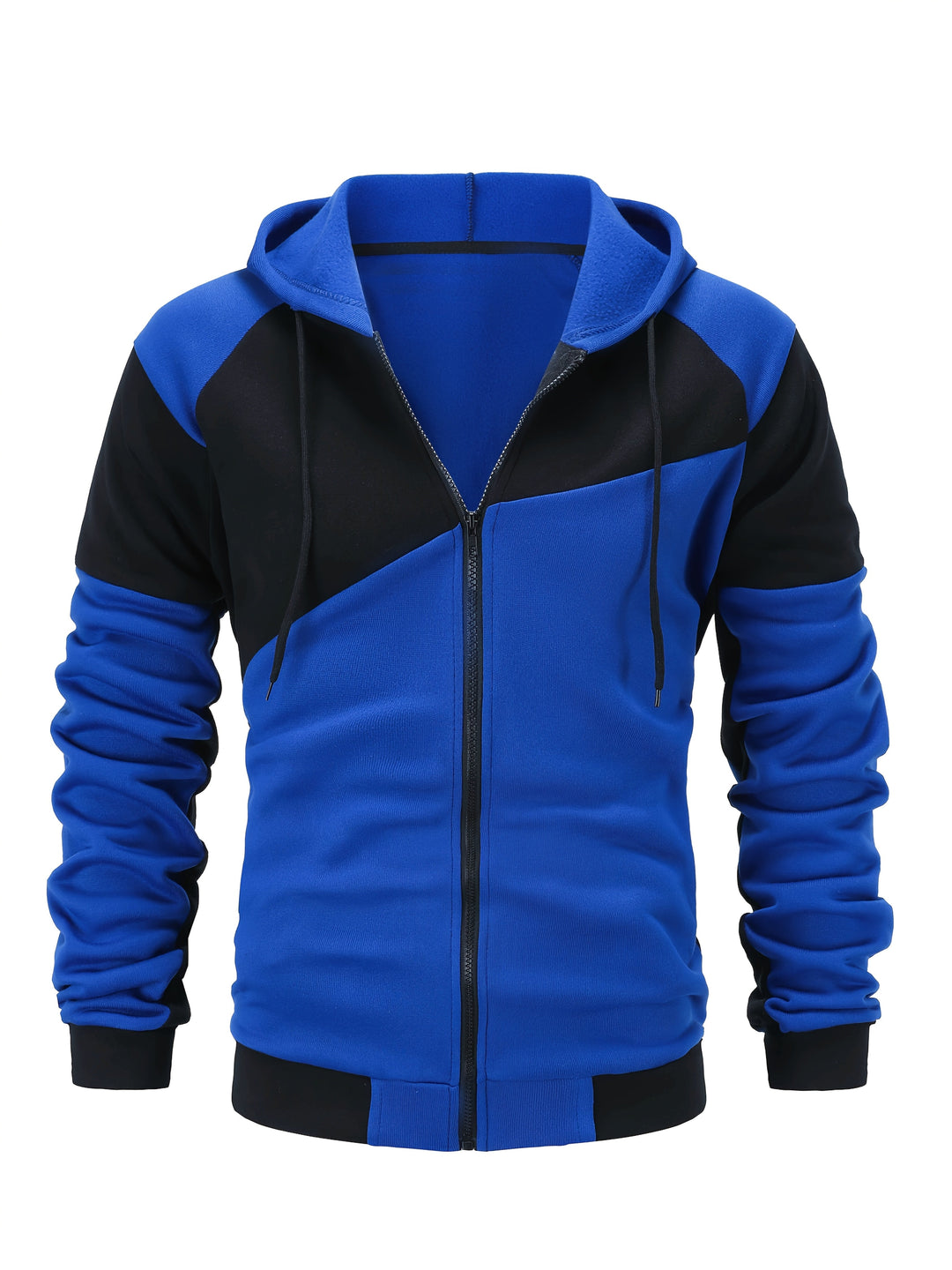 Color Block Zip-Up Hooded Jacket for Men