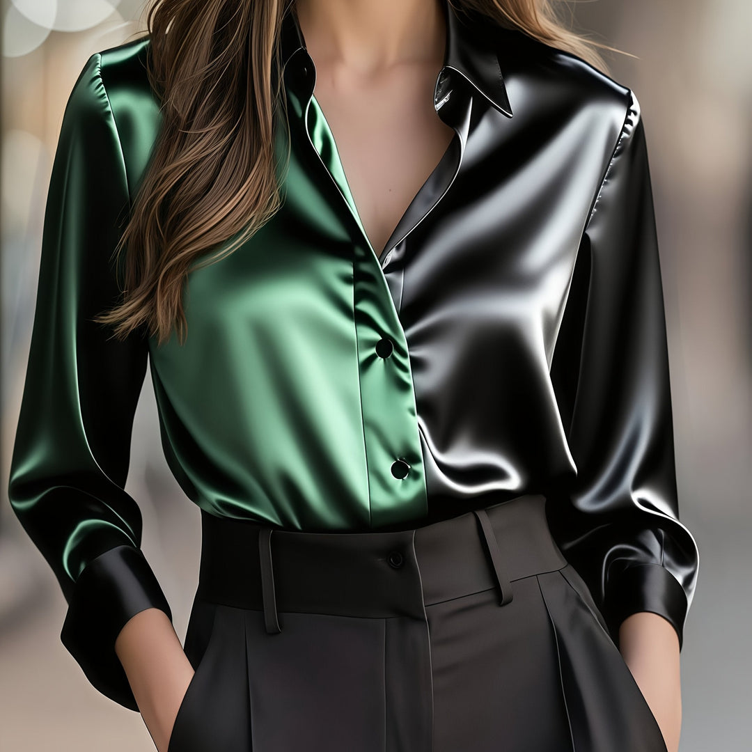 Color-Block Blouse for Women, Refined Style