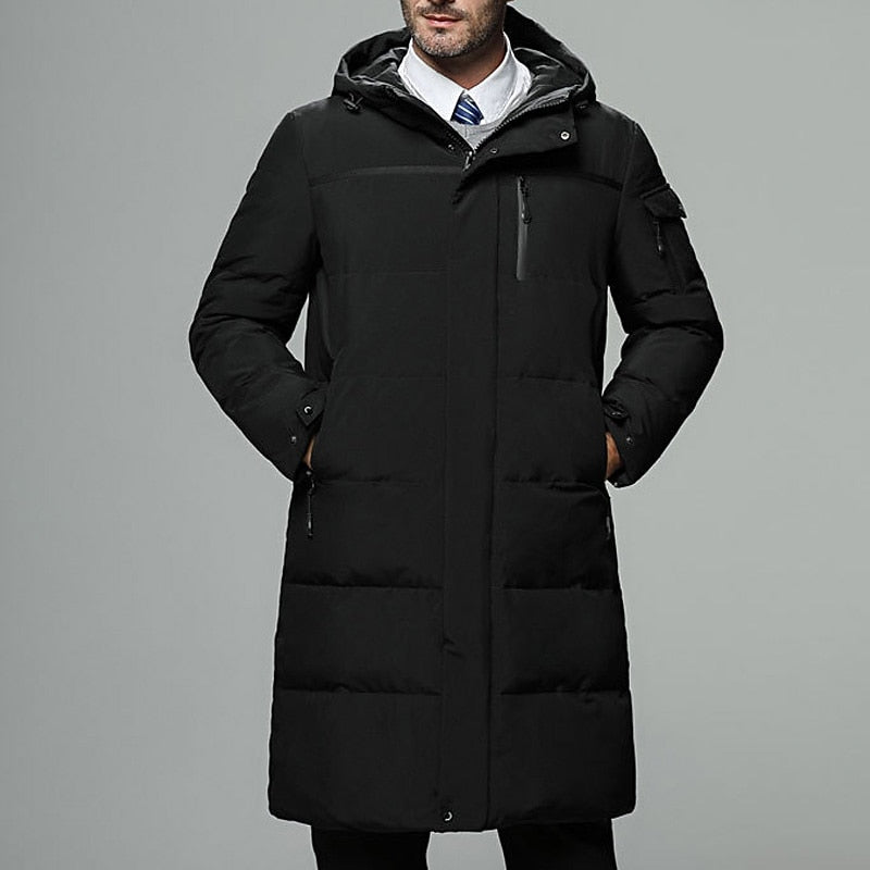 Hooded Longline Puffer Coat for Men