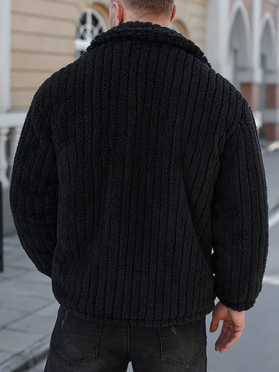 Textured Button-Up Jacket for Men