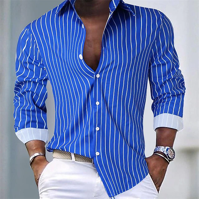 Refined Striped Shirt for Men, Plus Size
