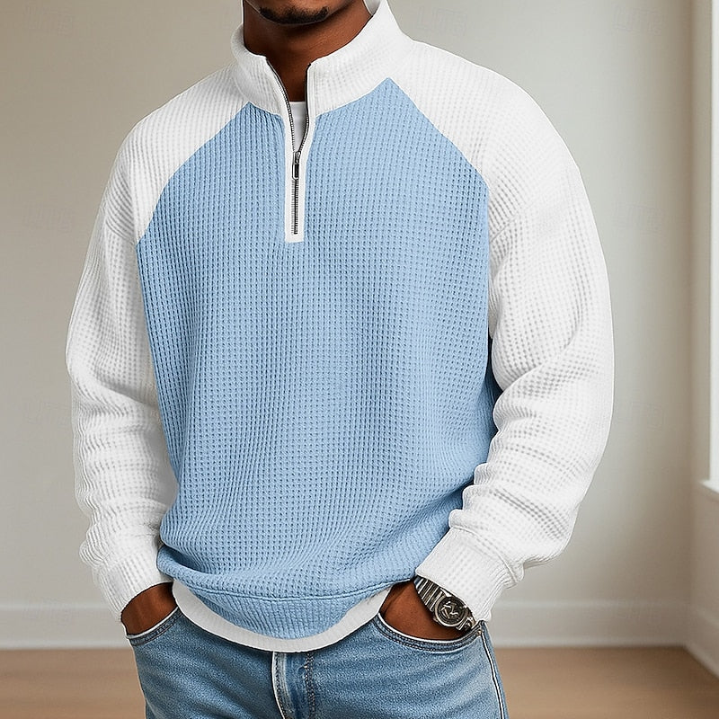 Textured Quarter-Zip Pullover for Men
