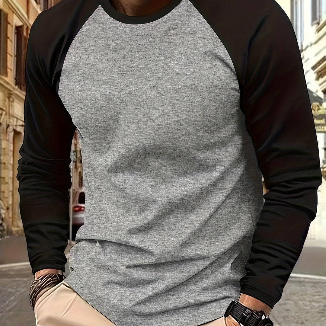 Two-Tone Raglan Long-Sleeve Top for Men