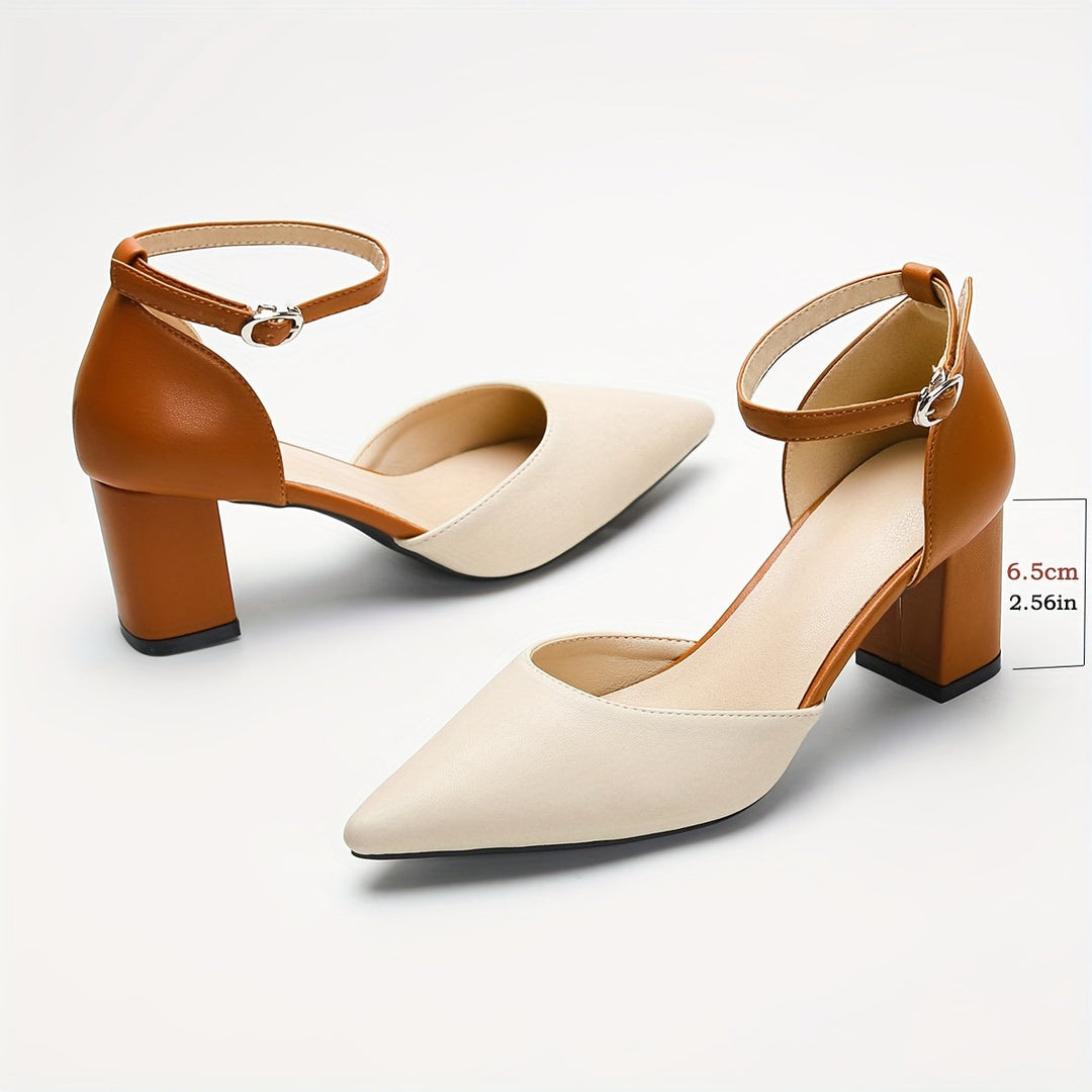 Two Tone Strap Heels, Women's Elegant Fit