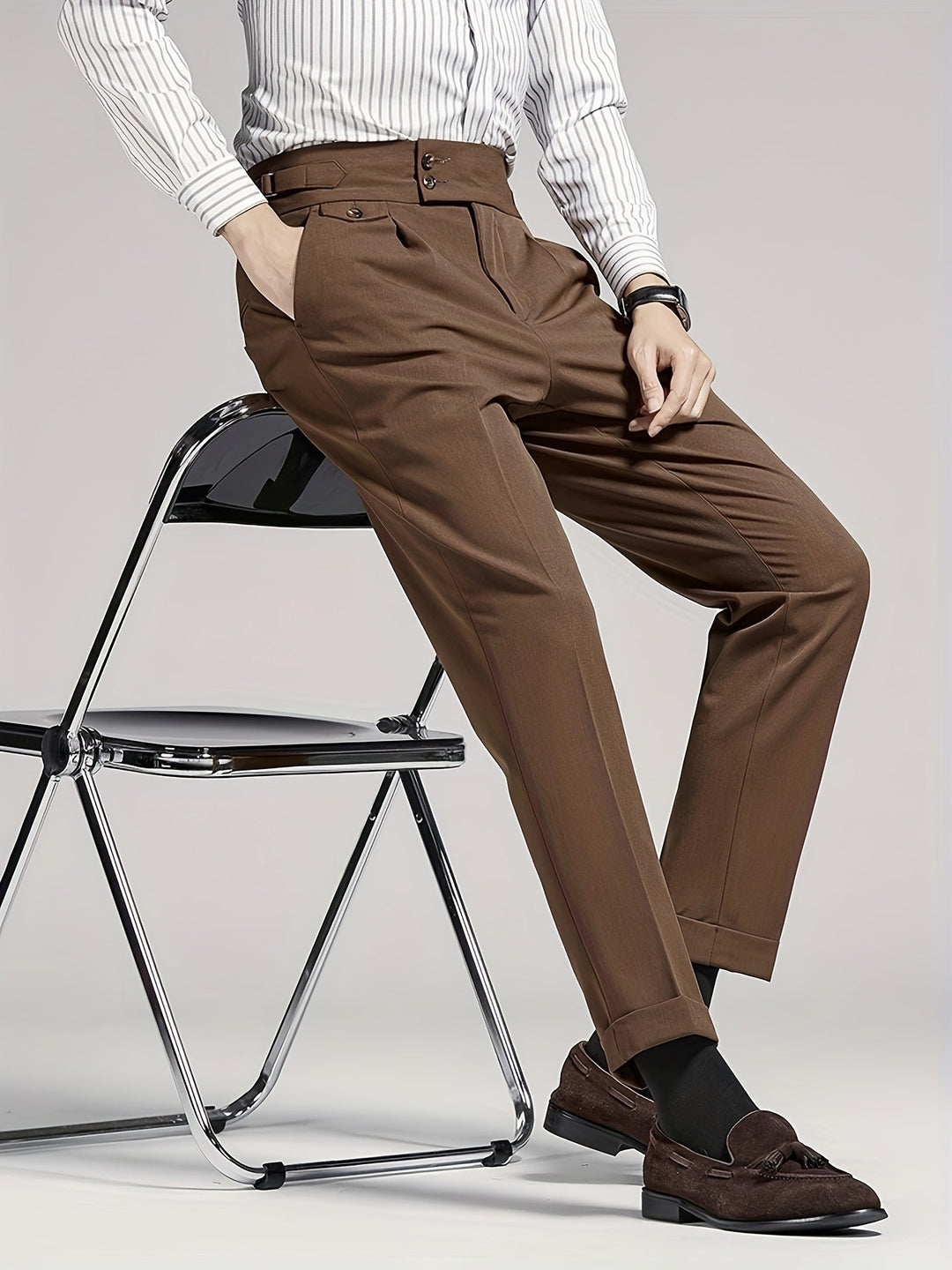 Tailored Single-Pleat Trousers for Men