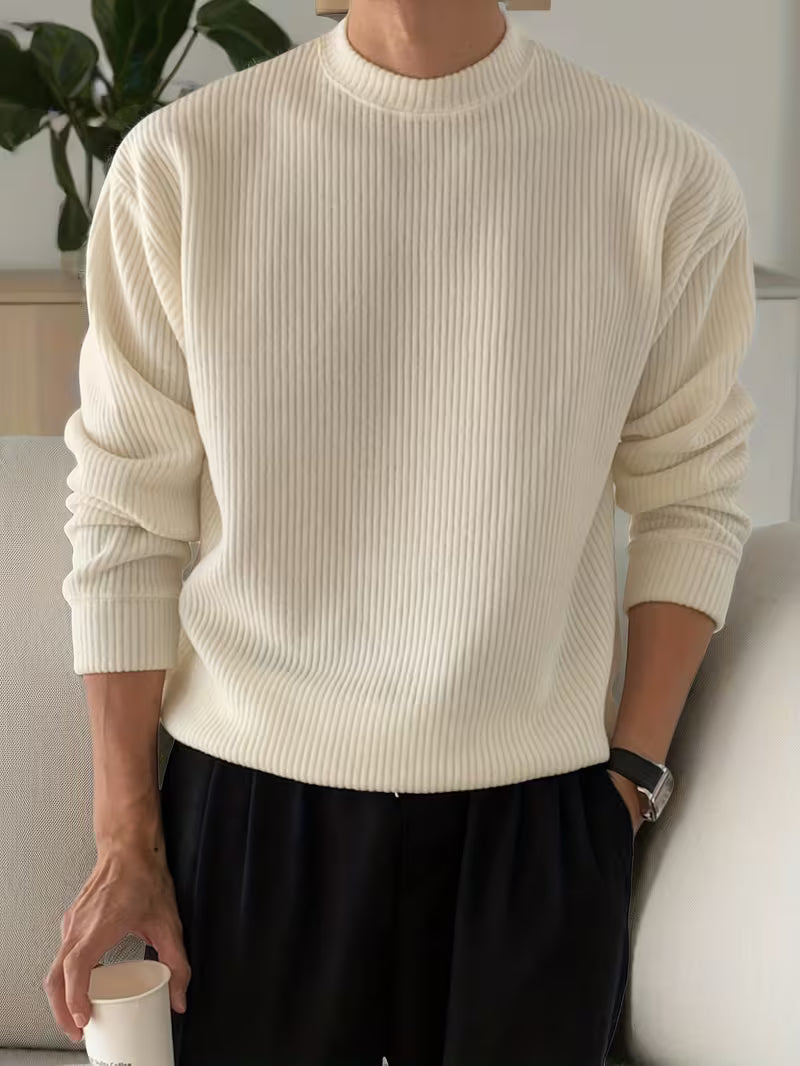 Knitwear Long Sleeve Ribbed Shirt for Men