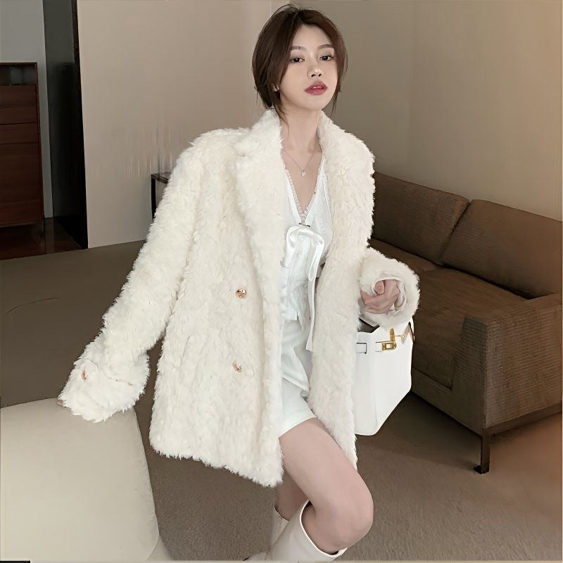 Women's Winter Coat – Black, White