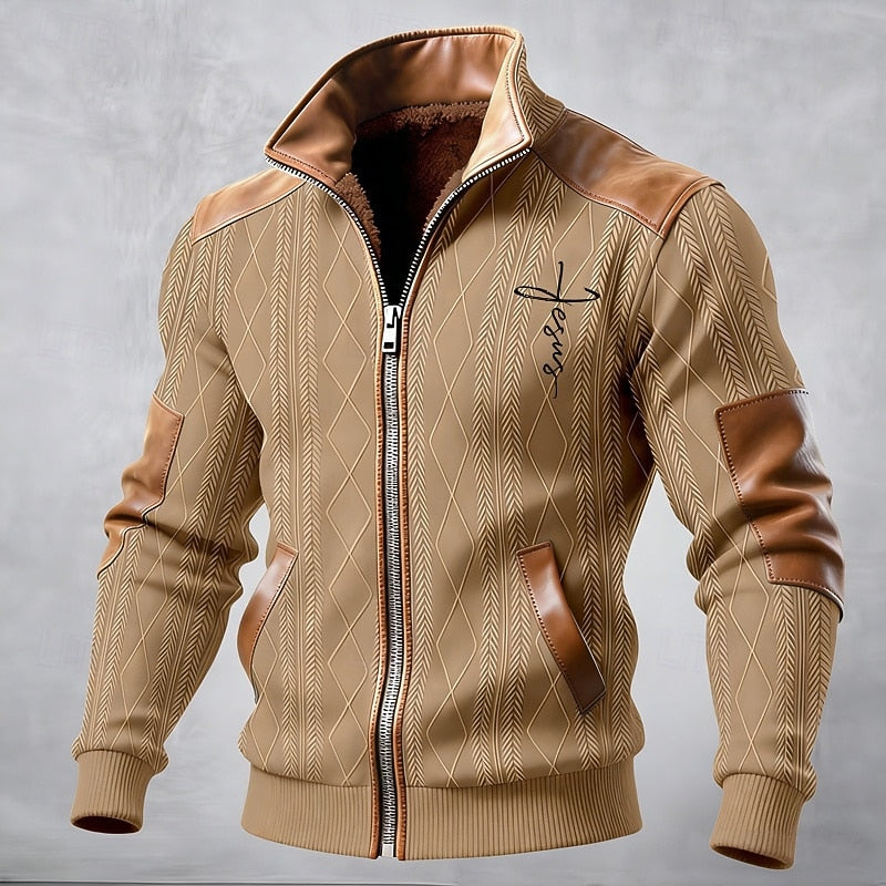 Refined Stand-Collar Jacket for Men, Plus Size