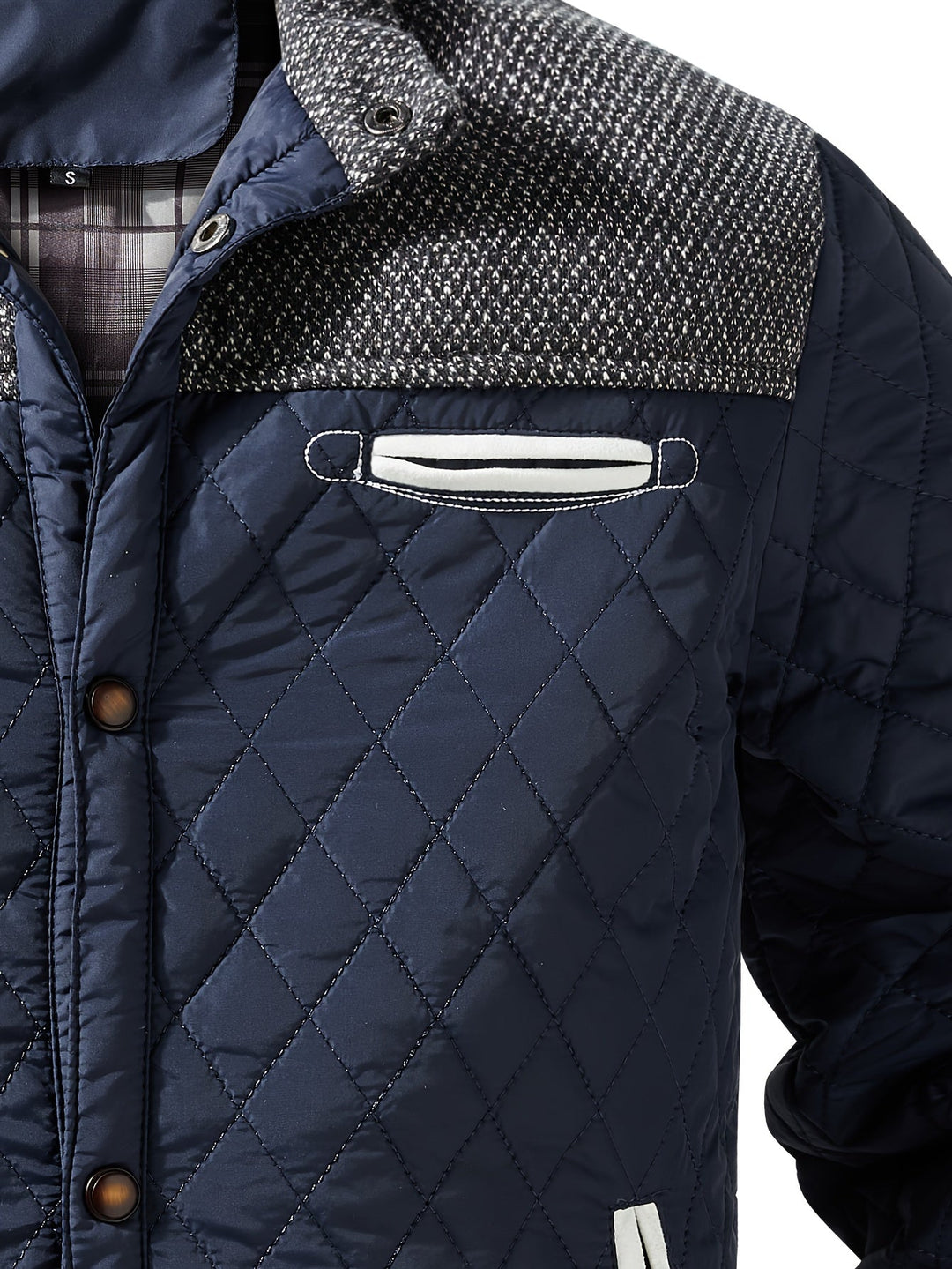 Quilted Stand-Collar Jacket for Men, Plus Size