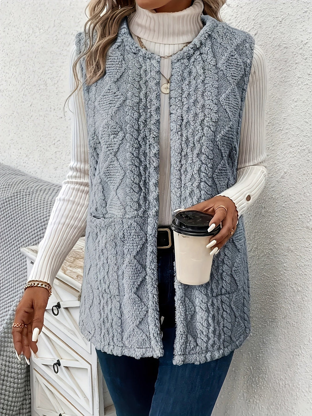 Textured Sleeveless Vest, Women's Cozy Fit