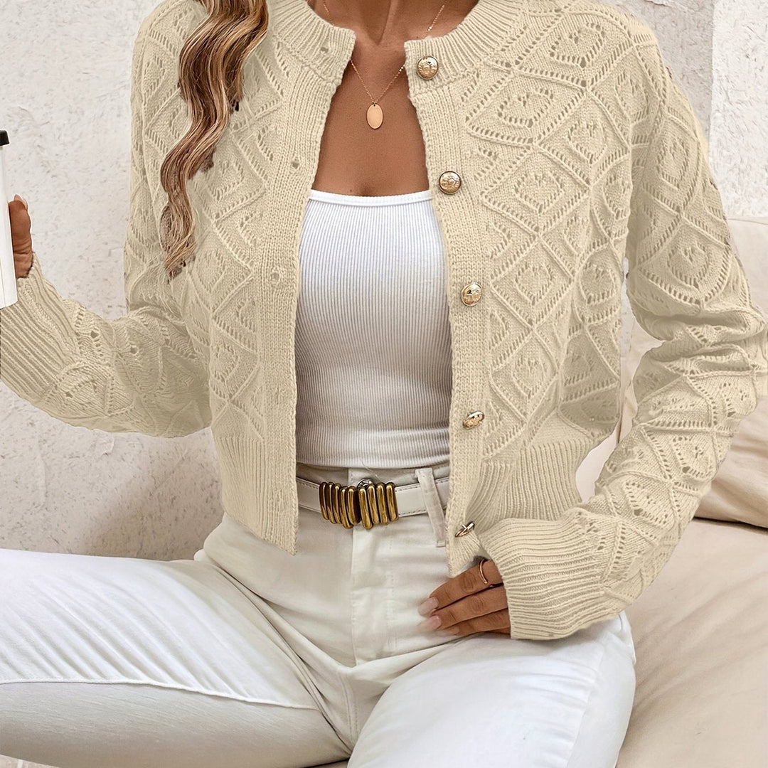 Textured Button-Front Cardigan for Women