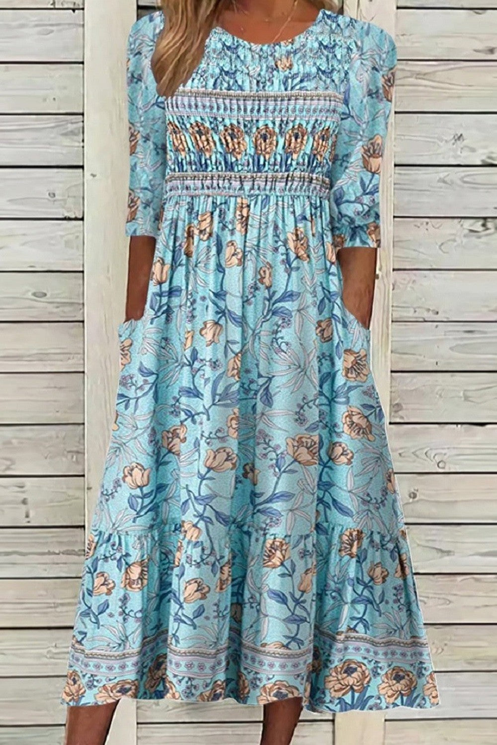 Women's Elegant Petal Mid Sleeve Dress