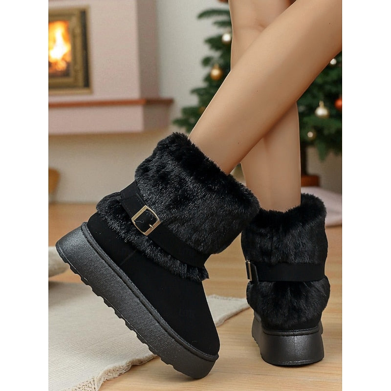 Fur-Trimmed Snow Boots for Women, Cozy Style