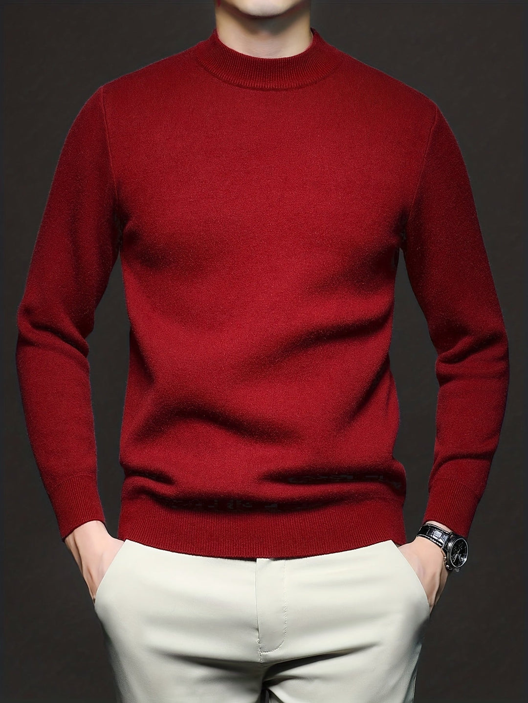 High-Neck Sweater for Men, Refined Style