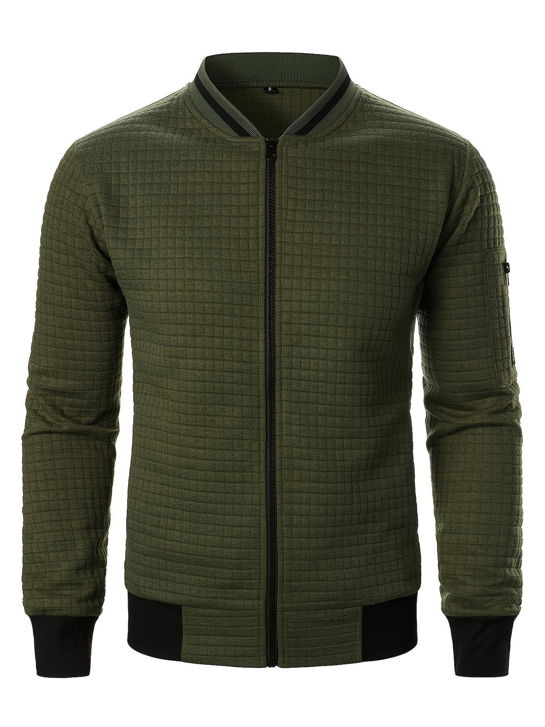 Textured Zip-Up Bomber Jacket for Men, Plus Size
