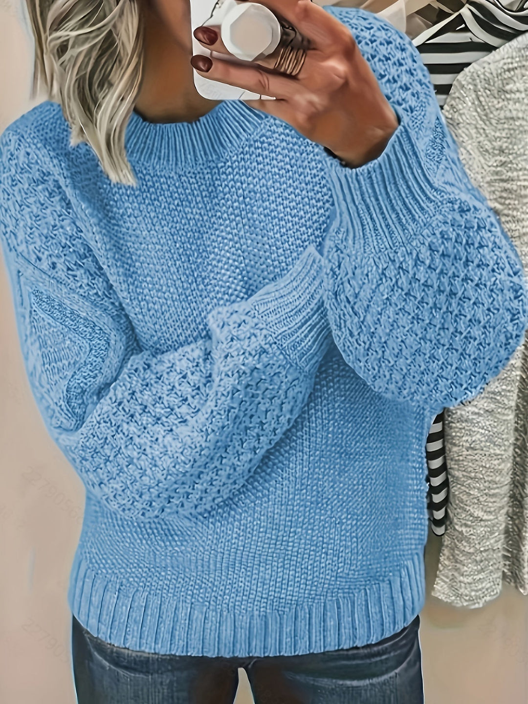 Cozy Lantern-Sleeve Sweater for Women, Plus Size