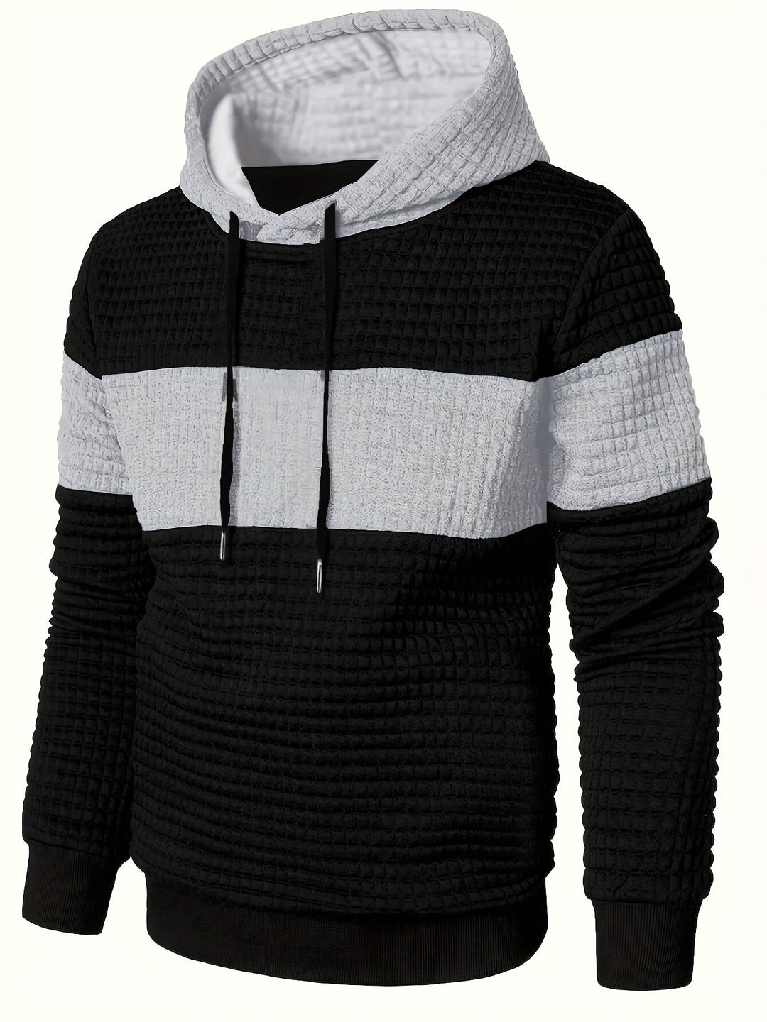 Colour-Block Hoodie for Men, Textured Style