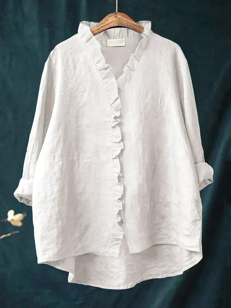 Casual Ruffle V-Neck Blouse for Women