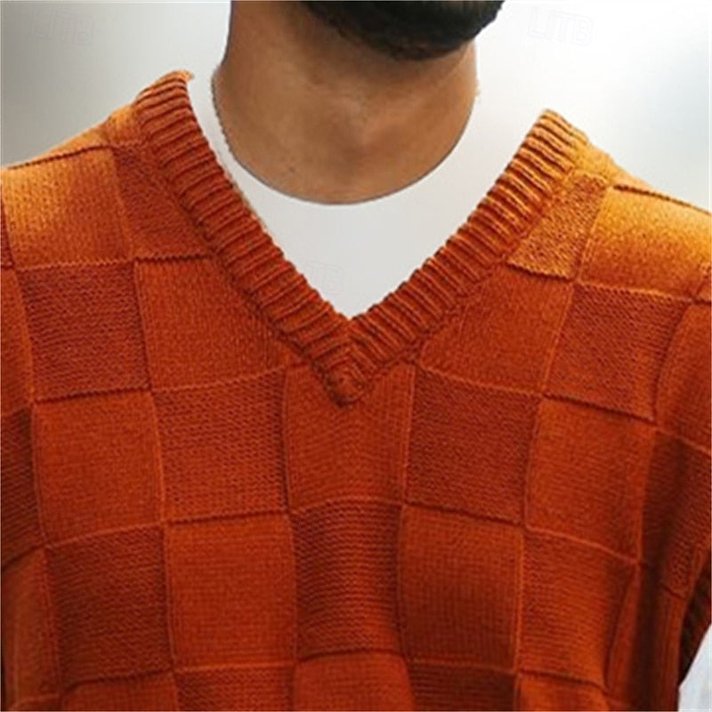 Textured V-Neck Sweater Vest for Men