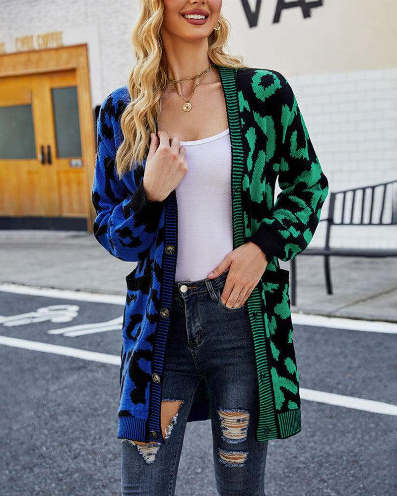 Women's Leopard Print Knit Sweater