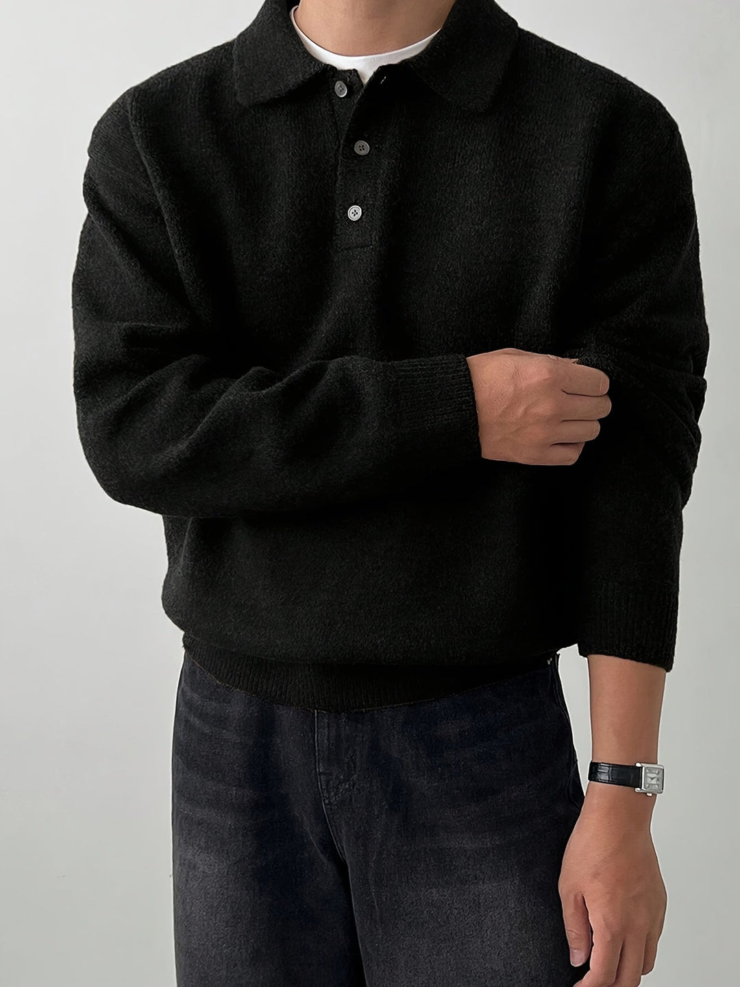 Polo Collar Sweater, Men's Refined Fit