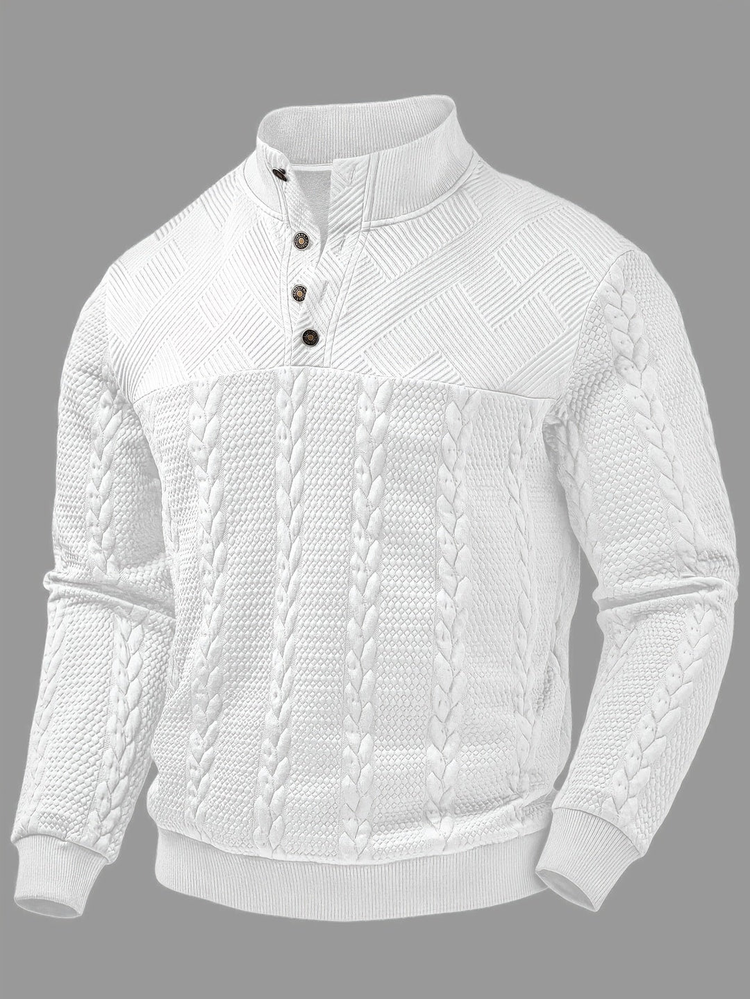 Textured Stand-Collar Pullover for Men