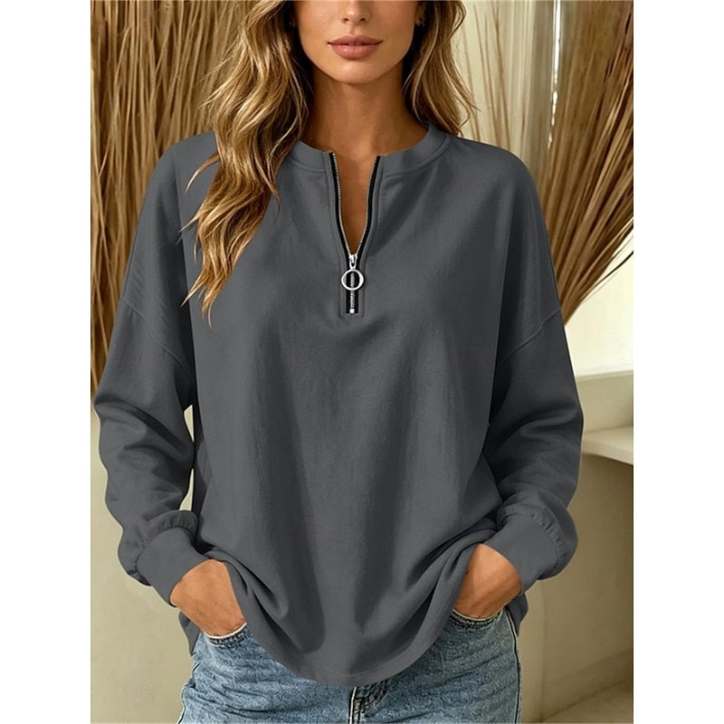 Quarter-Zip Top for Women, Relaxed Style