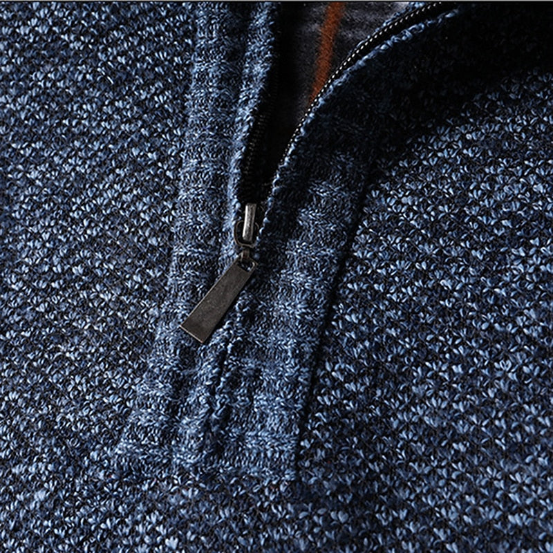 Quarter-Zip Stand Collar Sweater for Men