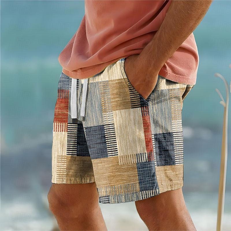 Patchwork Vacation Swim Shorts for Men