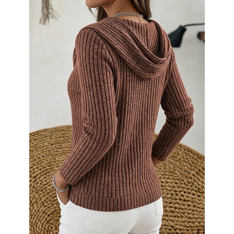 Cowl-Neck Ribbed Top for Women, Plus Size