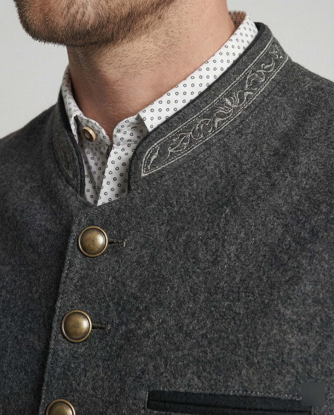 Traditional Standing-Collar Vest for Men