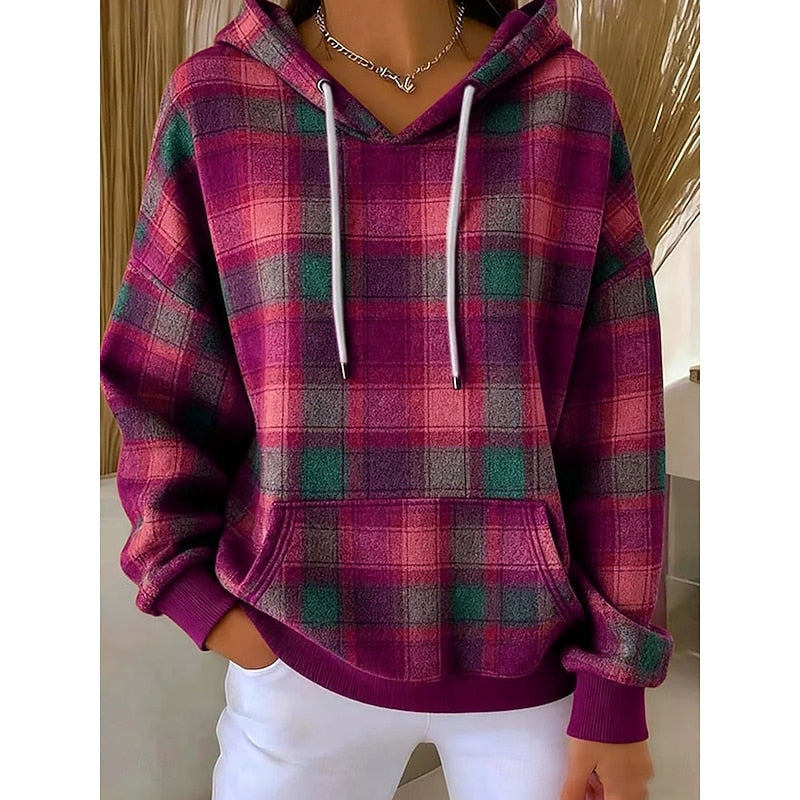 Checked Hoodie for Women, Cozy Style